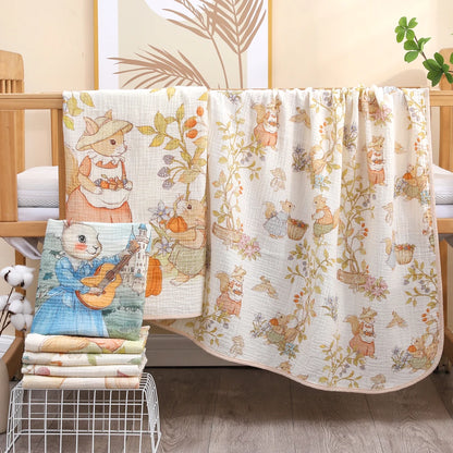 Toalla de baño y manta de gasa de algodón para recién nacidos – Muselina suave y absorbente Clase A para bebés y niños pequeños