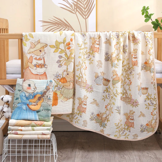 Toalla de baño y manta de gasa de algodón para recién nacidos – Muselina suave y absorbente Clase A para bebés y niños pequeños