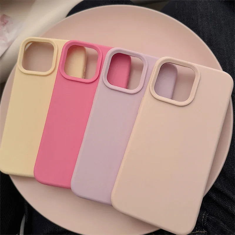 Coque en silicone pour iPhone Séries 11 à 17 – Housse de protection arrière toucher doux