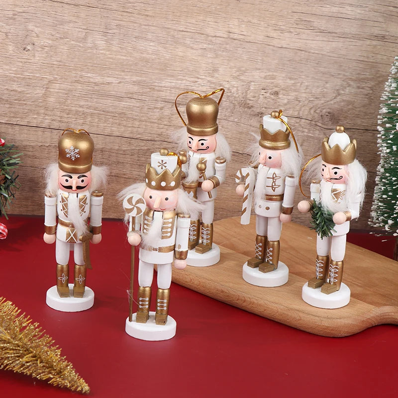 1PC 12CM Nutcracker Soldier Christmas Ornament – Mini Cartoon Puppet Doll Pendant for Desktop, Home Decor & Holiday Decorations