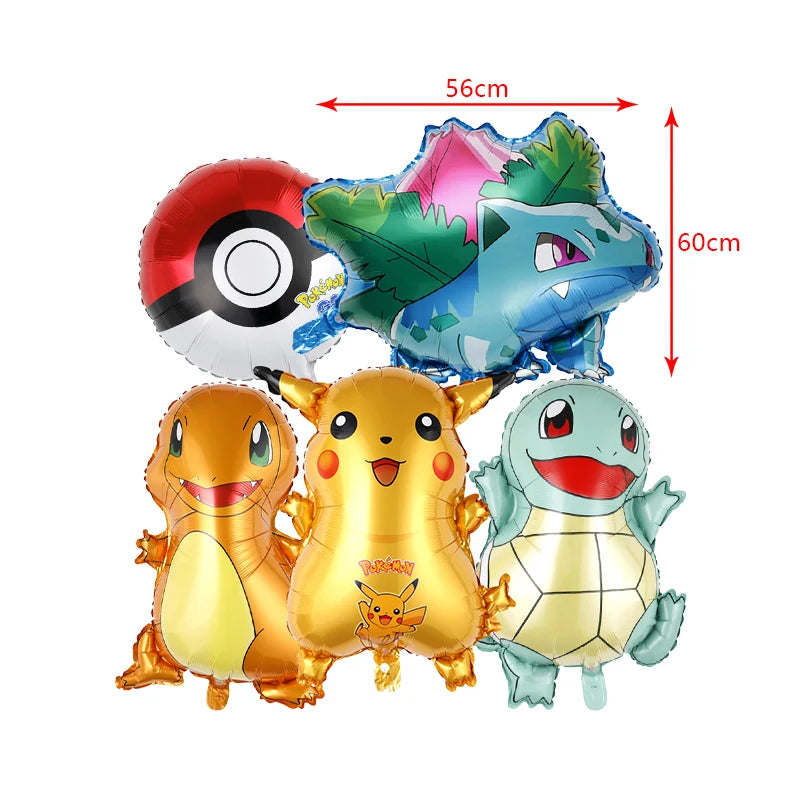 Pokémon Birthday Party Decorations – Lightning Pikachu Balloon Set with Disposable Tableware, Banner, Backdrop & Plates for Kids Events