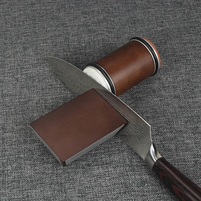 Affûteur de couteaux professionnel à rouleau – Affûteur à poignée magnétique en bois avec guide d'angle 15°, 18°, 20° et 22°