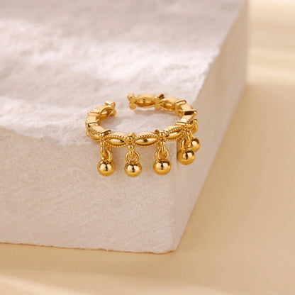 Anillo abierto grueso dorado vintage – Anillo llamativo geométrico de acero inoxidable para mujer