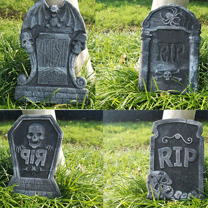 1PC Halloween Foam Skeleton Tombstone Decoration – Grave Bat & Ghost Horror Prop for Haunted Houses, Halloween Parties & Spooky Home Decor