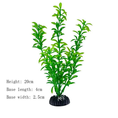 Artificial Underwater Aquarium Plants – Plastic Aquatic Fake Shrubs & Green Water Grass for Fish Tank Landscaping, Realistic Simulated Decor