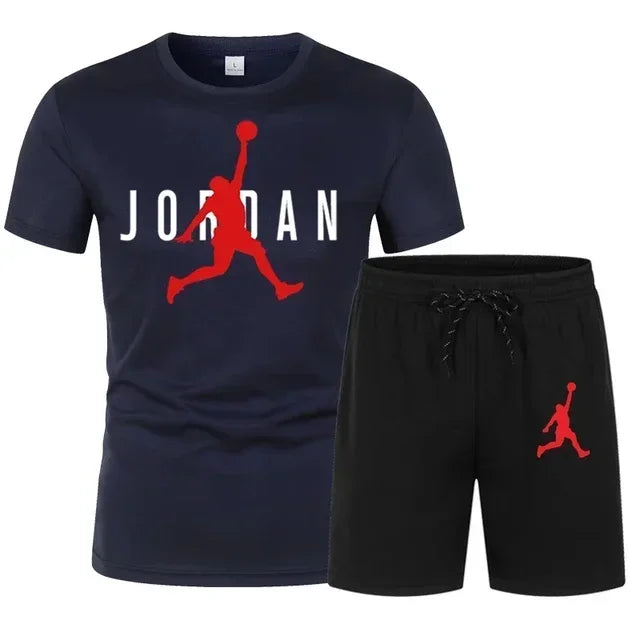 Men's Summer T-Shirt & Shorts Set – Printed Casual 2-Piece Sports Tracksuit for Jogging, Workout & Streetwear