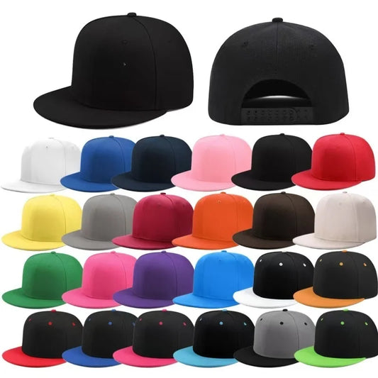 Gorra de béisbol clásica lisa con cierre trasero a presión – Sombrero ajustable unisex de ala plana para uso casual, urbano y exterior