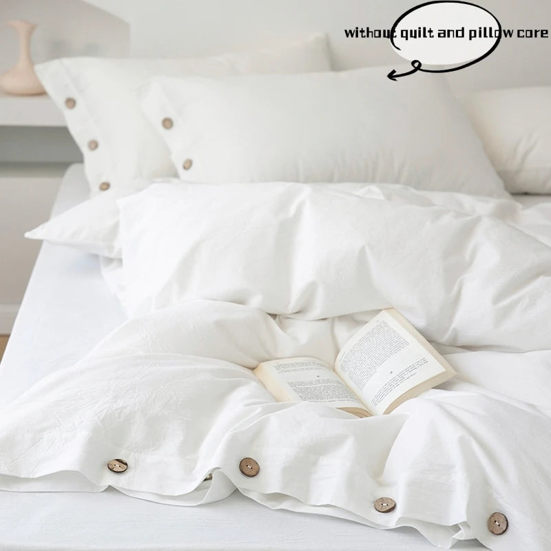 3-Piece 100% Cotton Bedding Set – Duvet Cover & Pillowcase Set for Queen & King Beds