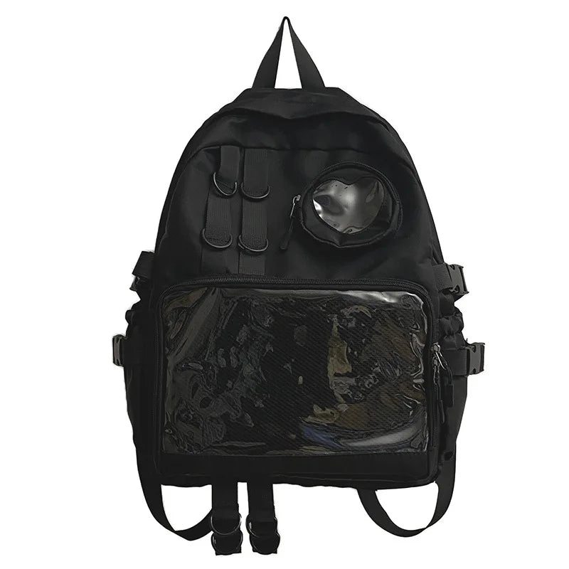 Mochila Ita Kawaii Estilo Collage – Mochila Escolar Transparente con Bolsillo en Forma de Corazón para Adolescentes, Mochila de Moda Japonesa JK, Mochila para Laptop para Mujeres, Bolso de Hombro para Estudiantes Estilo Harajuku 2024