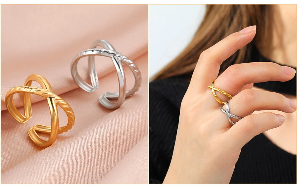 Bague Skyrim en acier inoxydable cœur géométrique pour femme, réglable, ouverte, pour fête, esthétique