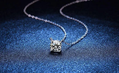 Collar con colgante de moissanita de plata de ley 925 – Joyería fina nupcial y para mujer de 0,5 a 5 quilates