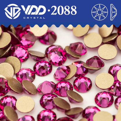 VDD 2088 Crystal Flower Nail Rhinestones – Non-Hotfix 8 Big & 8 Small Flatback Gems for Nail Art & DIY Decorations