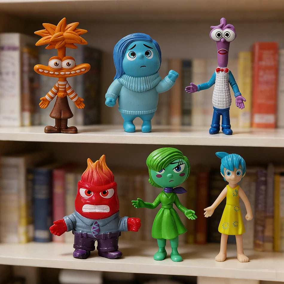 6PCS Inside Out Riley Emotional Friends PVC Action Figures – Cartoon Anime Model Figurines for Kids, Toy Collection, Room Decoration & Gifts