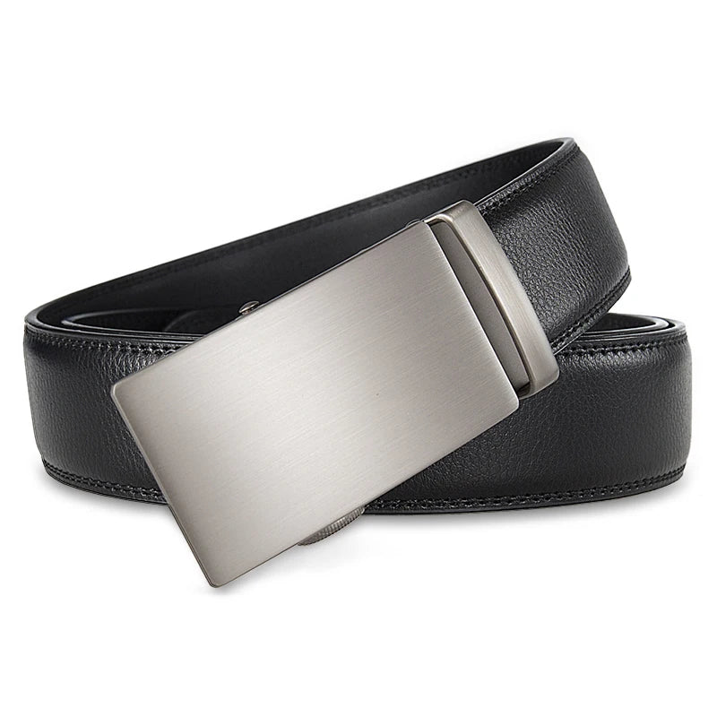 Men's 3.5cm Alloy Automatic Buckle Belt – Durable PU Leather Waist Belt, High-End Fashion Business Strap for Casual & Formal Wear