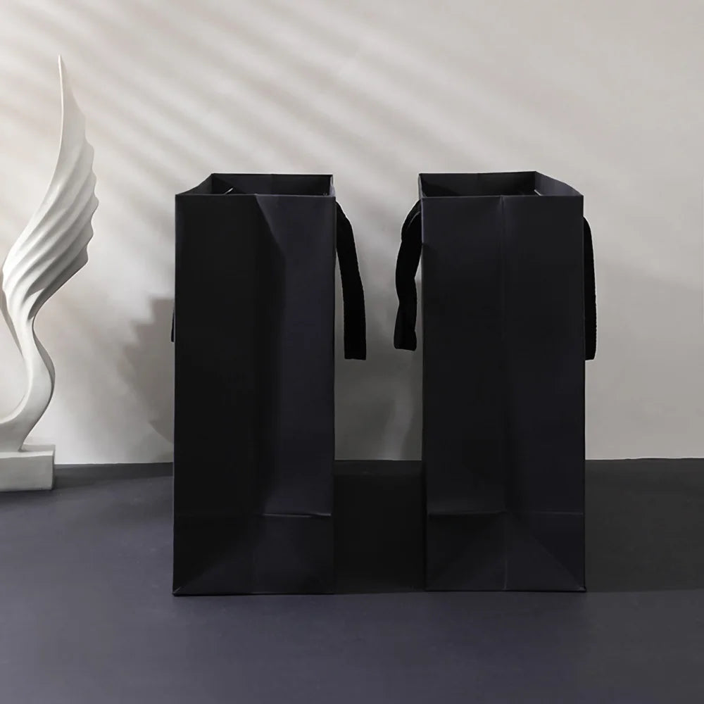 Premium Black Kraft Paper Gift Bag – Reusable Shopping & Gift Packaging for Weddings, Christmas, Parties, Cookies, Candy, Clothing & Special Occasions