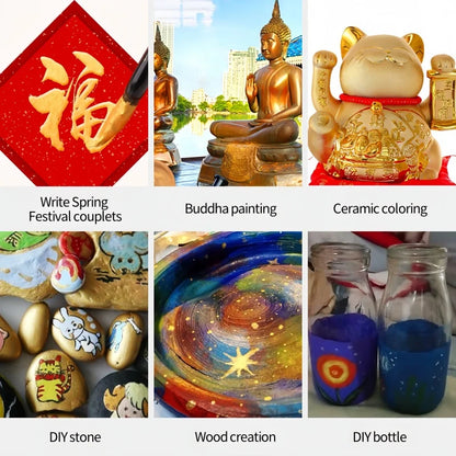 Metallic Acrylic Paint Pigment – Gold, Silver & Bronze Pearlescent (100ml / 300ml) for Painting & Art Projects