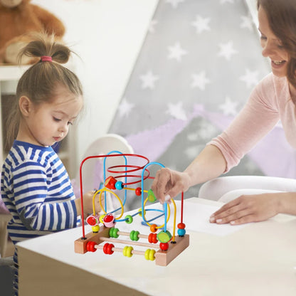 Jouet Montessori en bois de montagnes russes – Labyrinthe de perles pour bébé, boulier d'apprentissage des mathématiques pour les tout-petits de 1 à 3 ans, cadeau de développement éducatif précoce