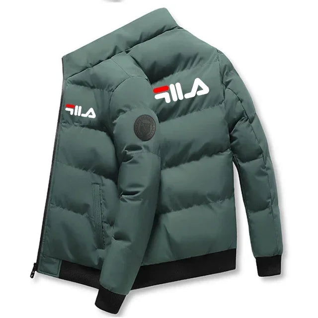 Men’s Short Winter Jacket – Thick Warm Windproof Coat with Zipper & Printed Design, Casual Outdoor Outerwear, Sizes M–5XL