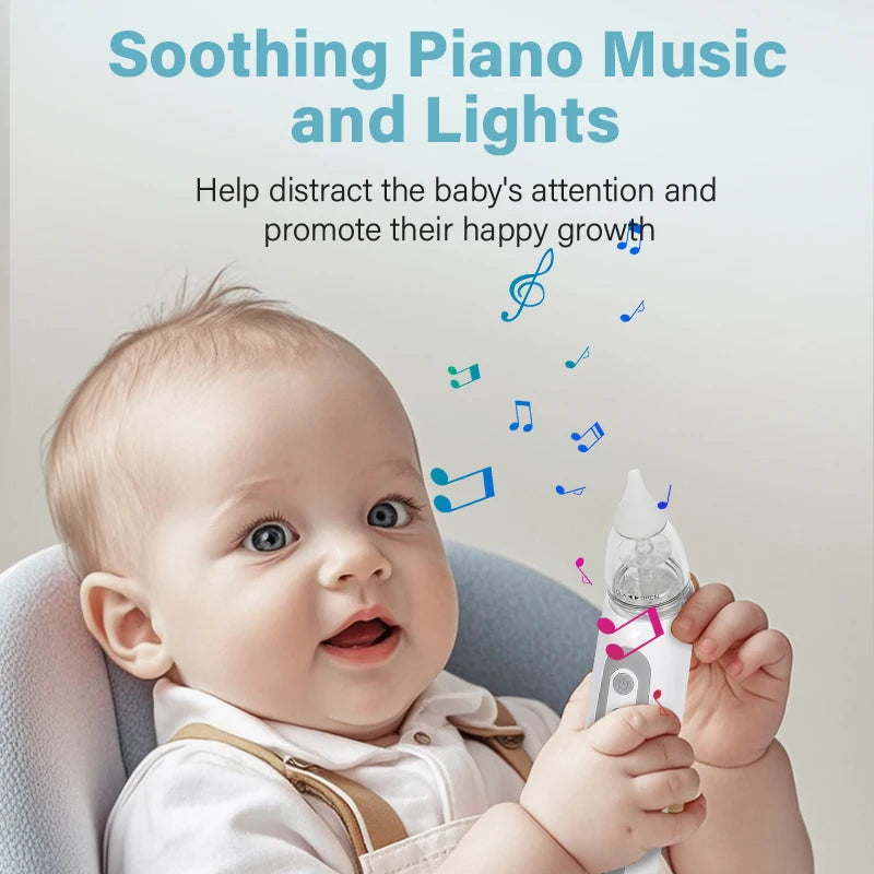 Electric Baby Nasal Aspirator – Automatic Nose Cleaner for Newborns & Toddlers with 3 Soft Silicone Tips, Gentle Suction & Music Function