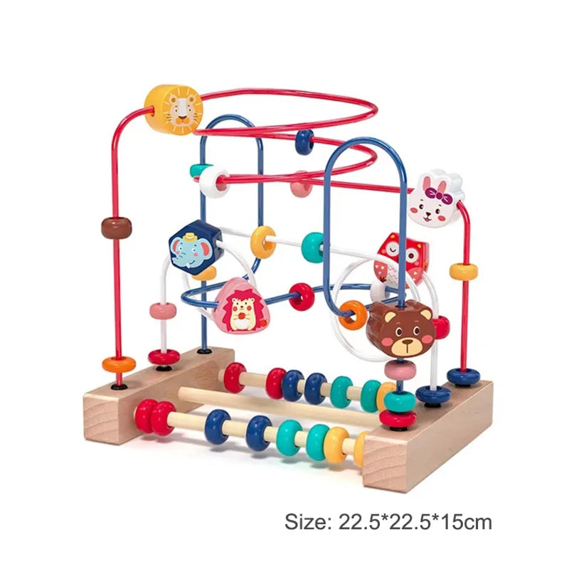 Jouet Montessori en bois de montagnes russes – Labyrinthe de perles pour bébé, boulier d'apprentissage des mathématiques pour les tout-petits de 1 à 3 ans, cadeau de développement éducatif précoce