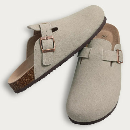 Zuecos de ante Crestar Cork – Zapatillas tipo mules unisex antideslizantes con soporte para el arco del pie