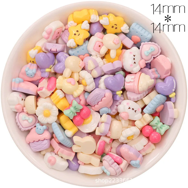 30/300pcs Mini Breloques en Résine Bonbon Fleur Amour – Mignons Accessoires de Bricolage pour Nail Art, Barrettes à Cheveux, Scrapbooking, Bijoux Faits Main et Projets Créatifs pour Enfants
