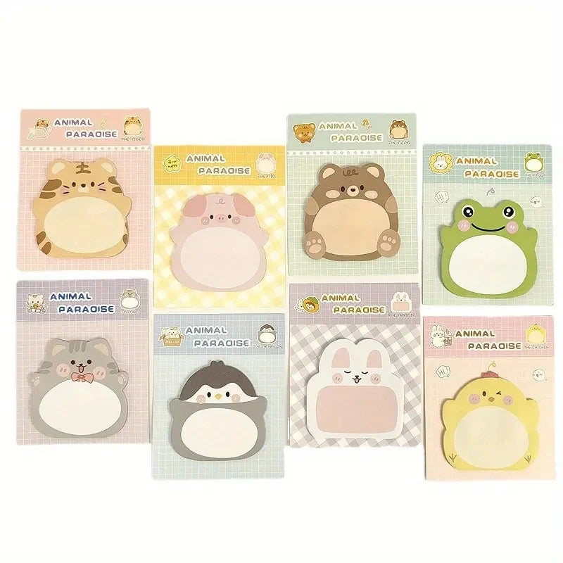 8 Packs Cartoon Animal Sticky Notes – Cute Shaped Memo Pads with Colorful Creative Designs for Office, School, Journaling & Stationery Use