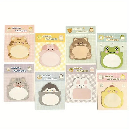 8 Packs Cartoon Animal Sticky Notes – Cute Shaped Memo Pads with Colorful Creative Designs for Office, School, Journaling & Stationery Use