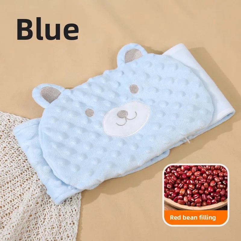 Faja suave para bebé con paquete térmico de frijoles rojos – Envoltura abdominal de dibujos animados para bebés para calor, alivio de gases y comodidad estomacal