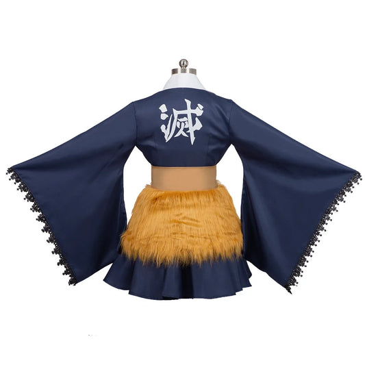 Costume de cosplay japonais Anime Demon Slayer Hashibira Inosuke | Robe d'uniforme de soubrette Lolita Kimono pour les fêtes d'Halloween et les événements cosplay