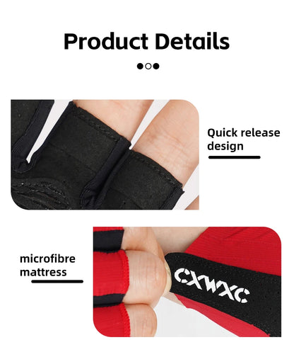 Guantes de Ciclismo sin Dedos CXWXC – Transpirables y Antideslizantes para Hombre y Mujer con Soporte Extendido de Muñeca para Fitness, Entrenamiento y Deportes al Aire Libre