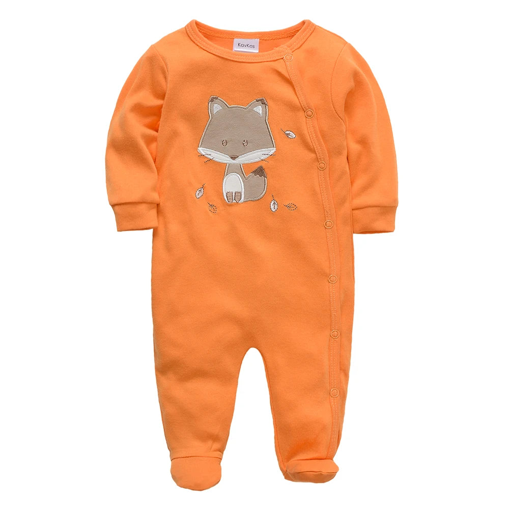 Spring Baby Boy Cotton Romper – Blue Bear Print Knit Jumpsuit & Newborn Overalls Pajamas, Soft Casual Outfit for Infants & Toddlers