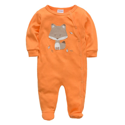 Spring Baby Boy Cotton Romper – Blue Bear Print Knit Jumpsuit & Newborn Overalls Pajamas, Soft Casual Outfit for Infants & Toddlers