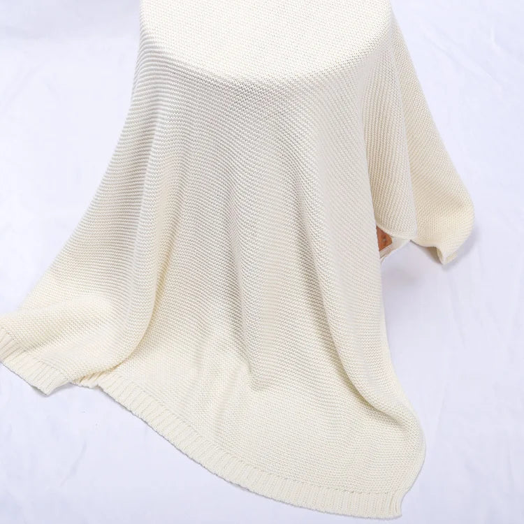 Personalized Baby Knitted Blanket – Custom Name Cotton Newborn Wrap for Winter Warmth & Comfort