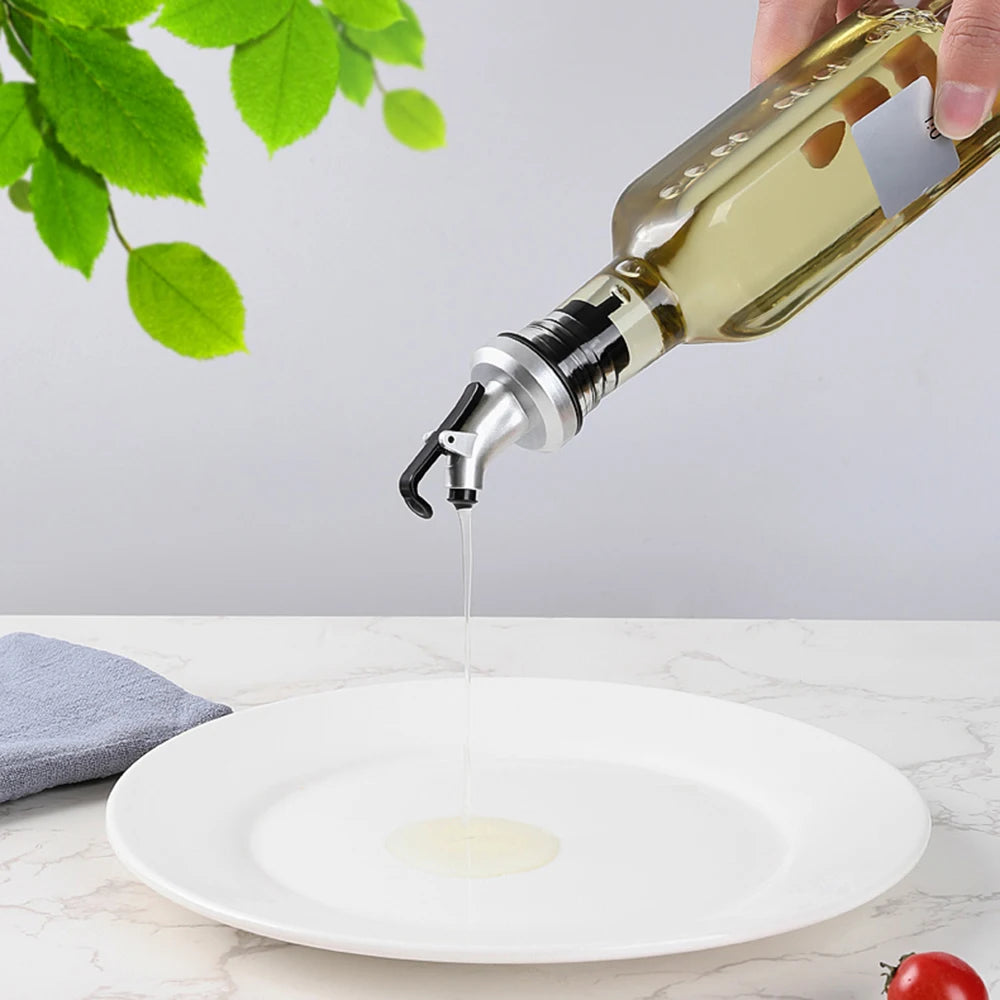 3PCS Silver Oil Bottle Pour Spouts – Plastic Spray Nozzle Caps for Soy Sauce, Vinegar & Cooking Oil Kitchen Bottles