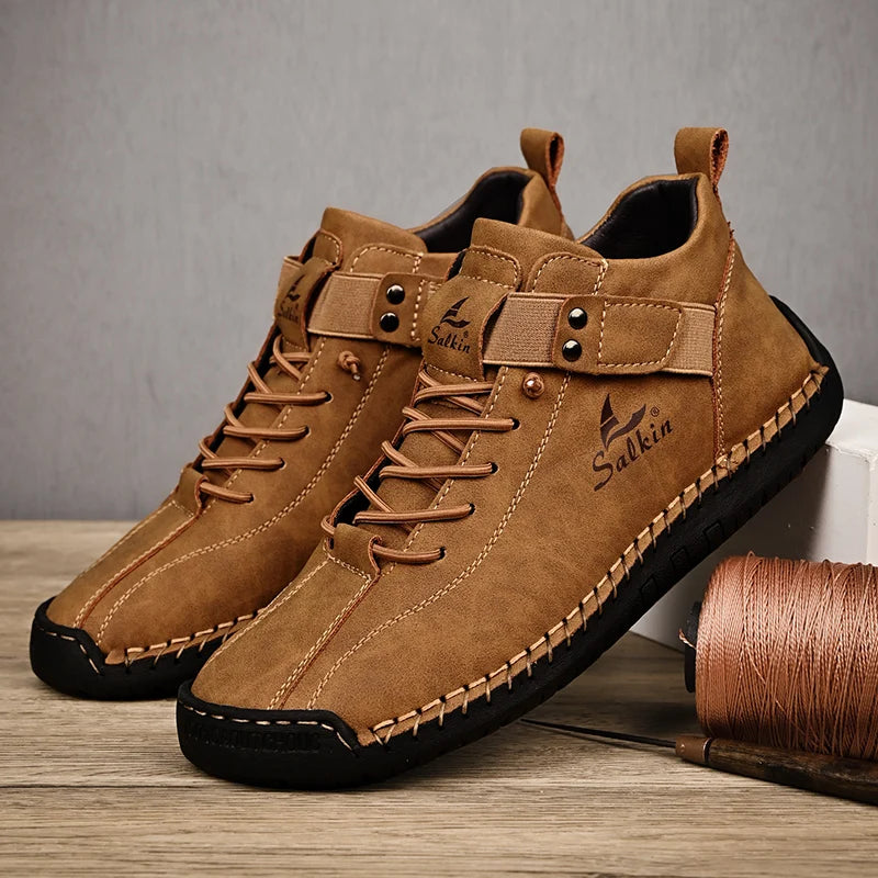 Zapatillas Casual de Cuero Hechas a Mano para Hombre – Zapatos Transpirables de Cuero Genuino, Botines de Exterior para Uso Diario