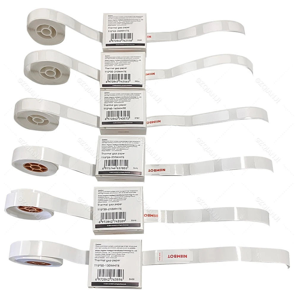 Niimbot D110 Label Maker Tape – Waterproof Self-Adhesive Sticker Paper, Compatible Label Roll for Niimbot D11/D101 Portable Printer, White Thermal Labels 12-15mm