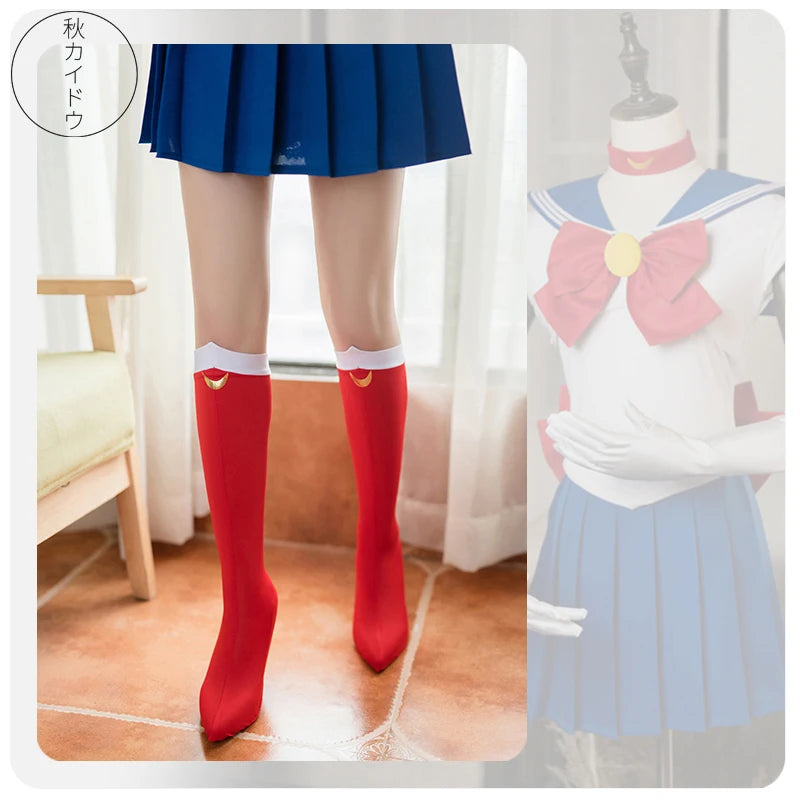Tsukino Usagi Cosplay Costume Set – Outfit Props with Stocking Socks (Anime Character Dress-Up for Christmas, Halloween, Carnival & Party Events)