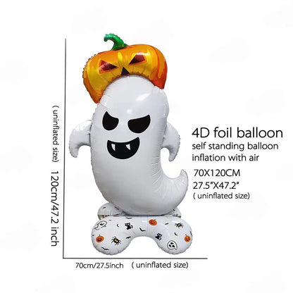Halloween Aluminum Foil Balloons – Large Standing & Seated Bat, Pumpkin, Ghost & Monster Inflatable Balloons for Halloween Party Decorations