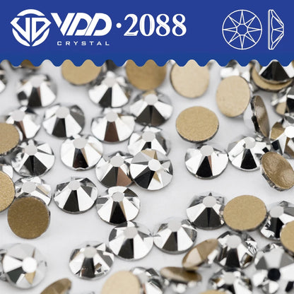 VDD 2088 Crystal Flower Nail Rhinestones – Non-Hotfix 8 Big & 8 Small Flatback Gems for Nail Art & DIY Decorations