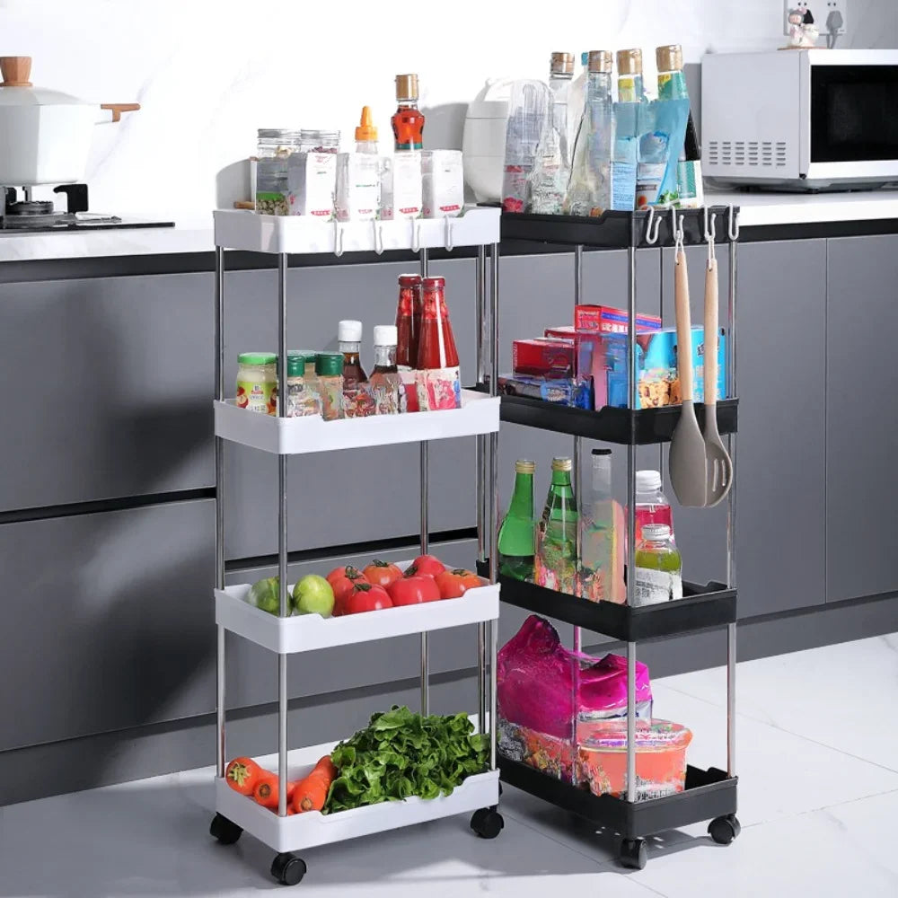 Slim Rolling Storage Trolley – Multi-Layer Bathroom, Kitchen & Living Room Organizer Shelf