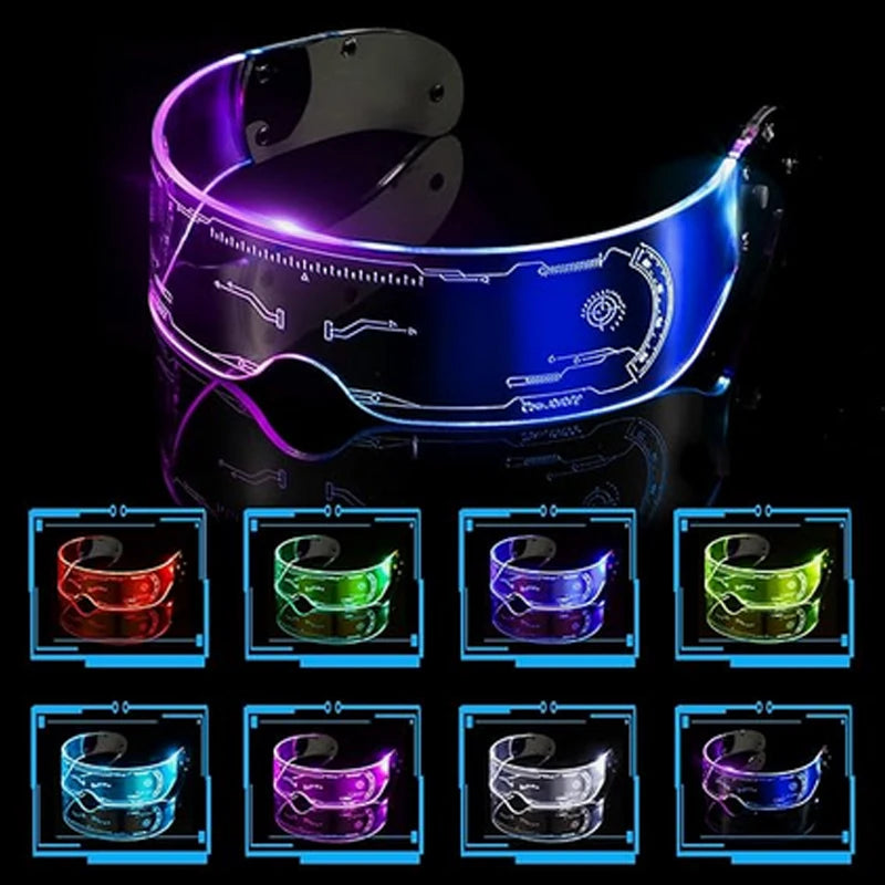 Gafas LED ciberpunk luminosas – Gafas futuristas con luz para cosplay, raves y fiestas de Halloween