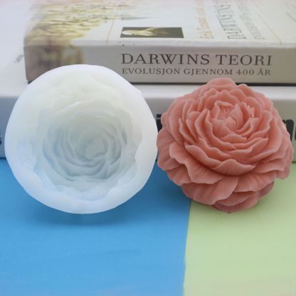 Molde de silicona grande de peonía para velas – Molde floral de rosa 3D para hacer velas, jabón, resina, yeso, hornear pasteles y manualidades de decoración del hogar