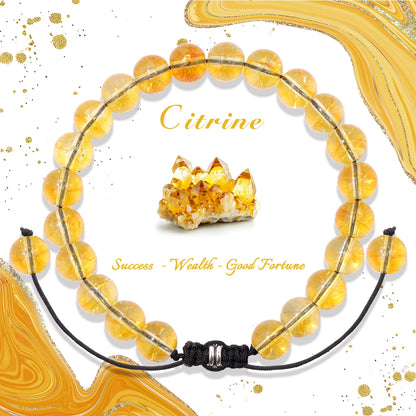 Bracelet perles de tourmaline noire naturelle – Bracelet ajustable tressé en corde avec carte cadeau pour hommes et femmes