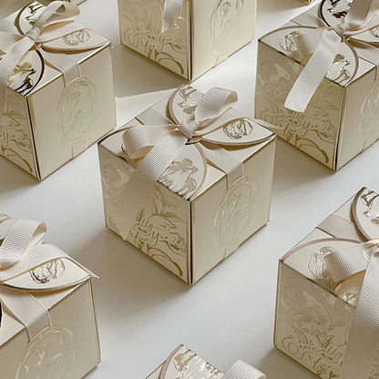 10/20/50/100PCS French Luxury Gold Candy Gift Boxes – Champagne Wedding Favor Boxes for Candy, Treats, Gifts & Elegant Party Packaging