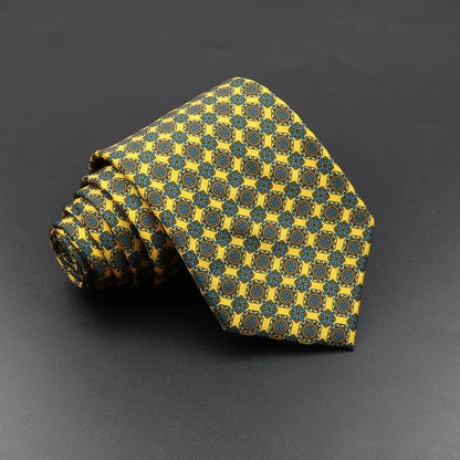 Men's 7.5cm Soft Silk Necktie – Floral & Dot Pattern Tie for Weddings, Business, Parties & Formal Wear
