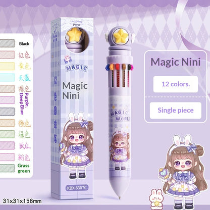 10/12-Color Kawaii Capybara Ballpoint Pen – Cute Cartoon Multicolor Writing Pen for Notes, Drawing, School Supplies & Student Gifts