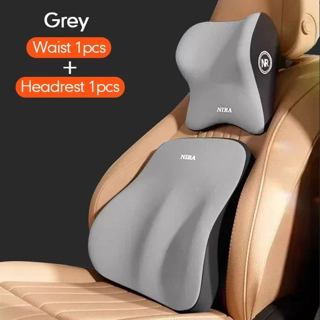 Ensemble coussin appui-tête et support lombaire en mousse à mémoire de forme pour voiture – Oreiller universel cou et dos pour un confort de conduite