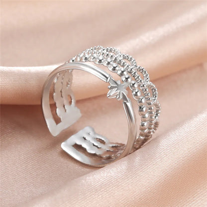 Bague Skyrim en acier inoxydable cœur géométrique pour femme, réglable, ouverte, pour fête, esthétique