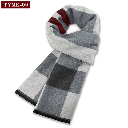 Écharpe d'hiver en imitation cachemire pour homme, douce à carreaux, chaude en mélange de laine, longue, châle, cache-col